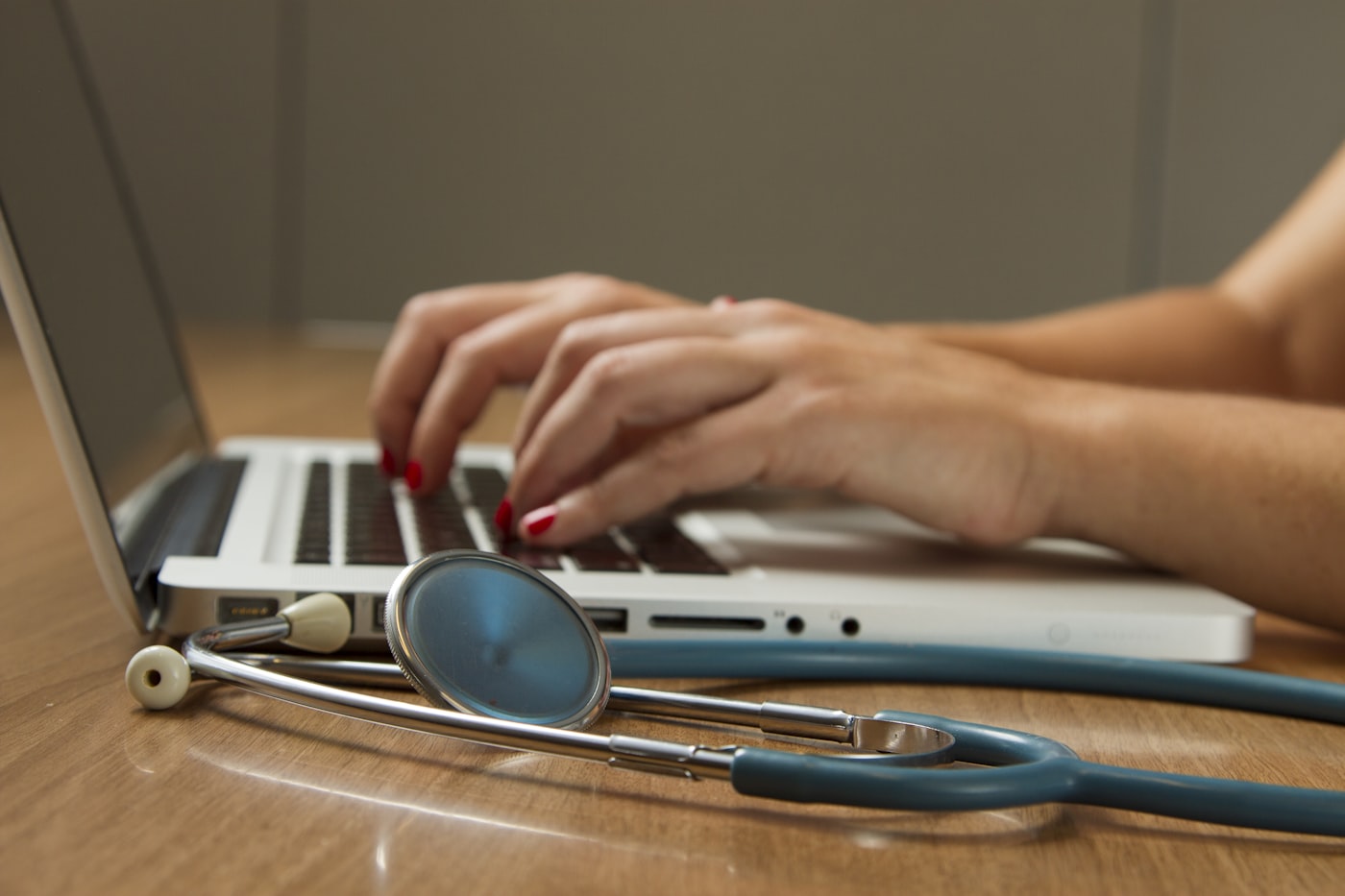 Modern clinic workspace with laptop